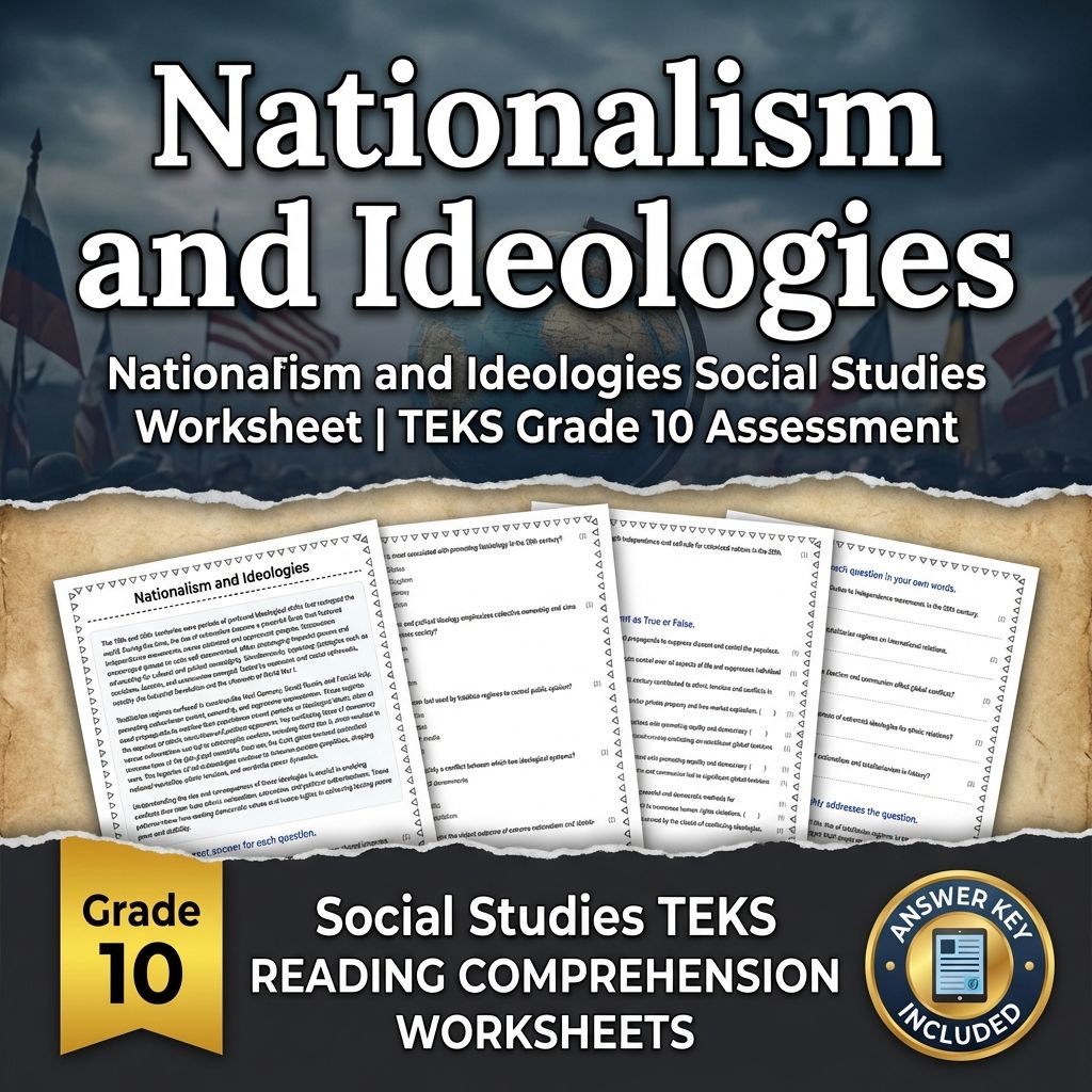 Nationalism and Ideologies Social Studies Worksheet | TEKS Grade 10 Assessment