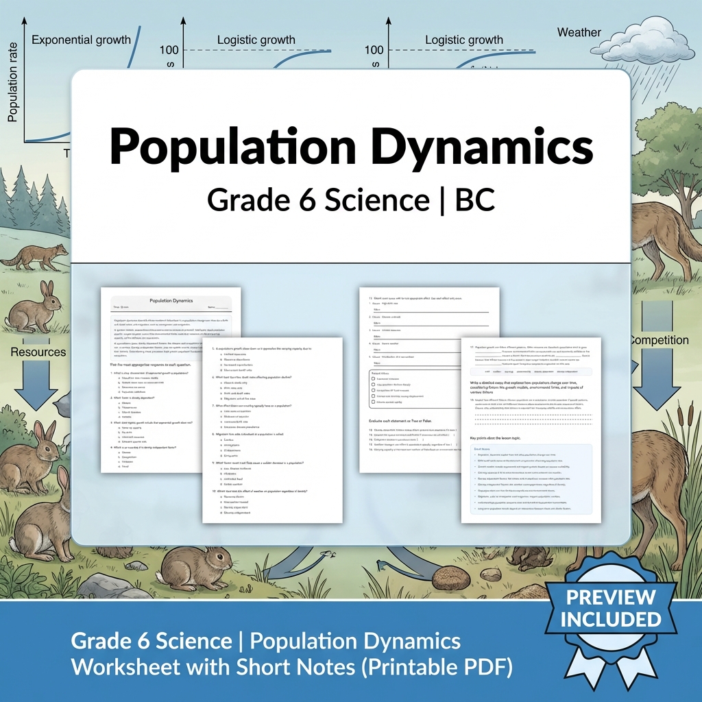 Grade 6 Science BC Ecosystems & Environmental Processes Worksheet Pack Full Year — included worksheet 30