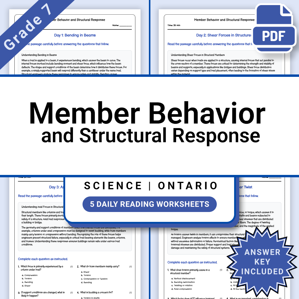 Grade 7 Science Lesson Bundle: Engineering & Structural Materials Ontario — included worksheet 7