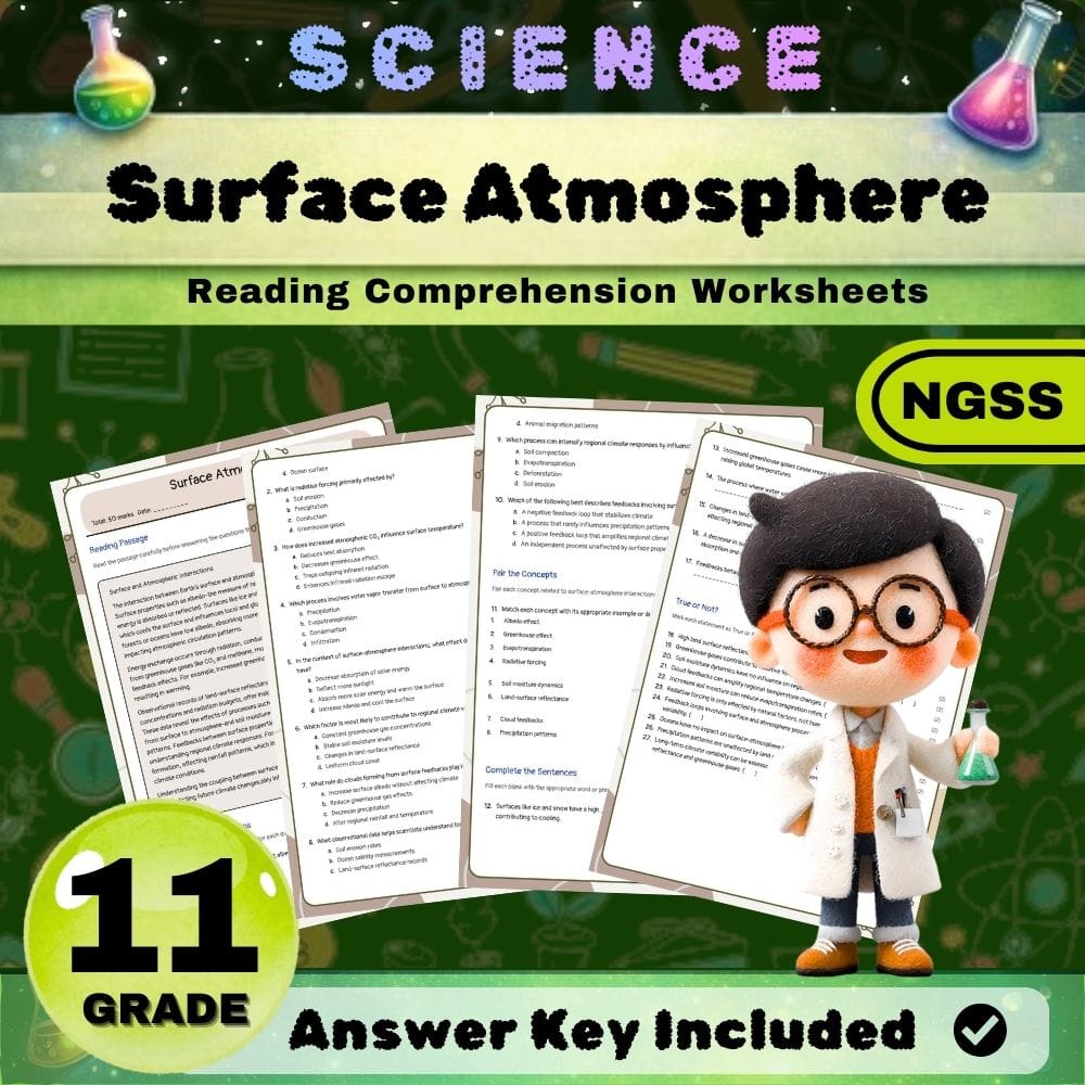 Grade 11 Science science ngss worksheet — Grade 11 Science - Biogeochemical Cycles NGSS  (Worksheet + Answer Key) — page 1