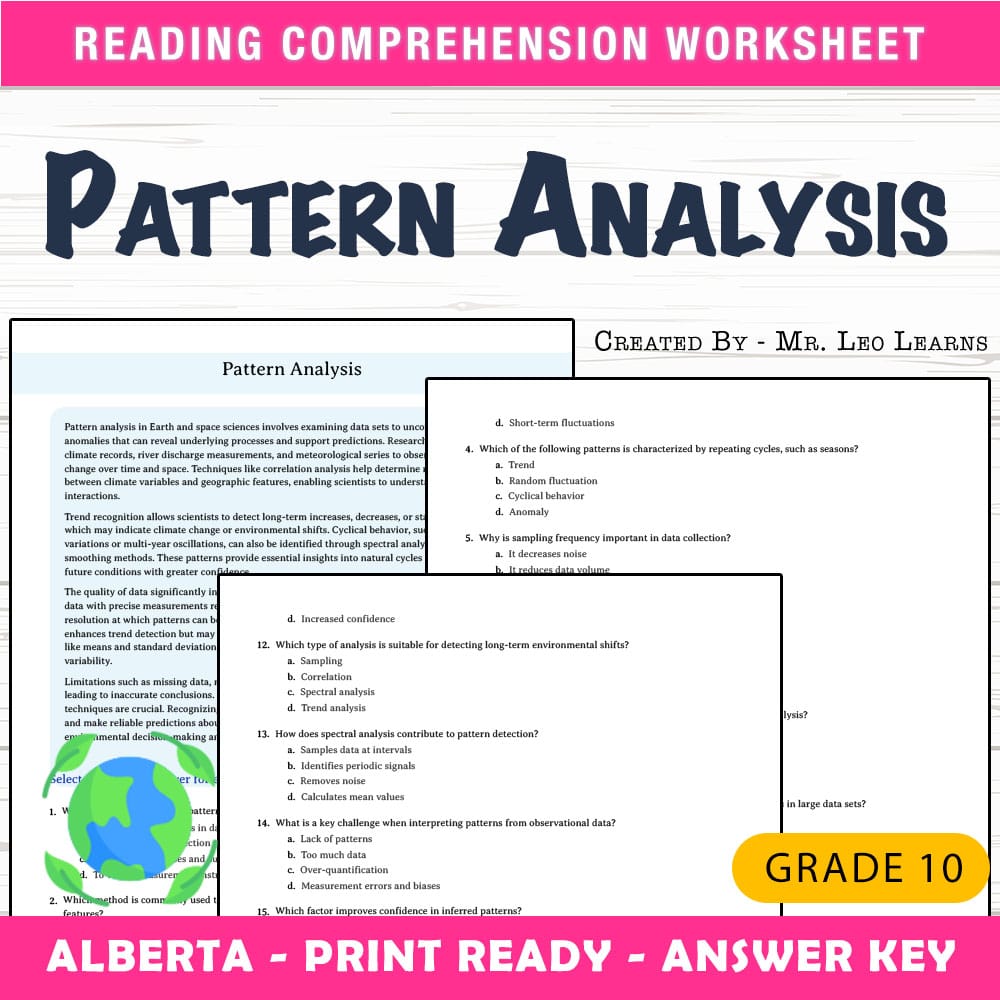 Grade 10 Science worksheet mcq paper worksheet — Grade 10 Science — Pattern Analysis Worksheet MCQ Pape — page 1