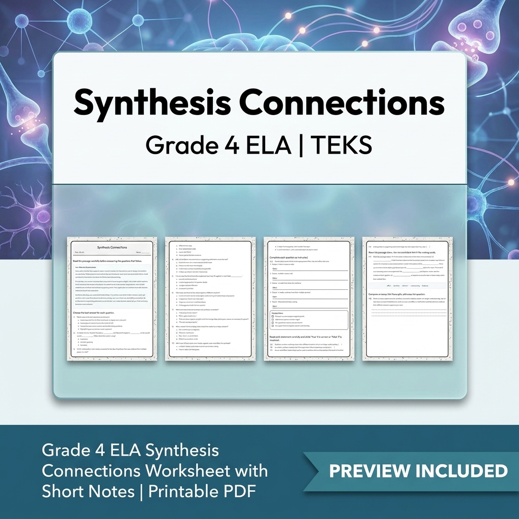 Grade 4 Text Features, Main Idea & Inferences ELA Lesson Bundle | TEKS — included worksheet 4