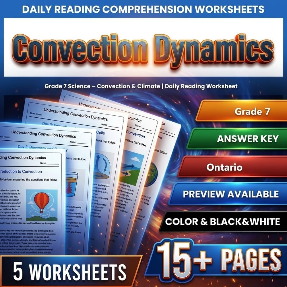 Thermal Energy Grade 7 Science Daily Reading Worksheets Bundle | Ontario — included worksheet 4