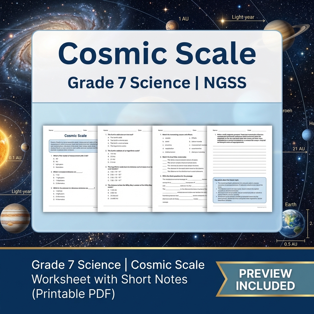 Grade 7 Science | Earth's Place in the Universe Bundle(NGSS Aligned Worksheets) — included worksheet 3