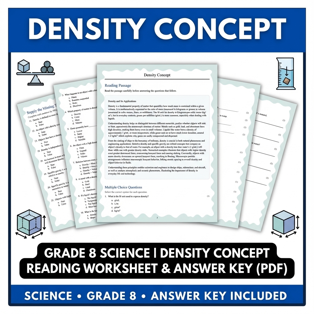 Grade 8 Science Worksheets Bundle | Biology, Physics & Earth Science Resources — included worksheet 30