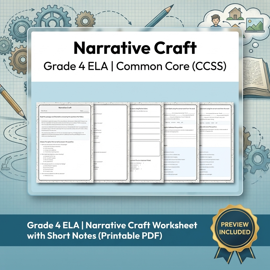 Grade 4 Text Evidence, Language & Writing ELA Full-Year Bundle: CCSS — included worksheet 19