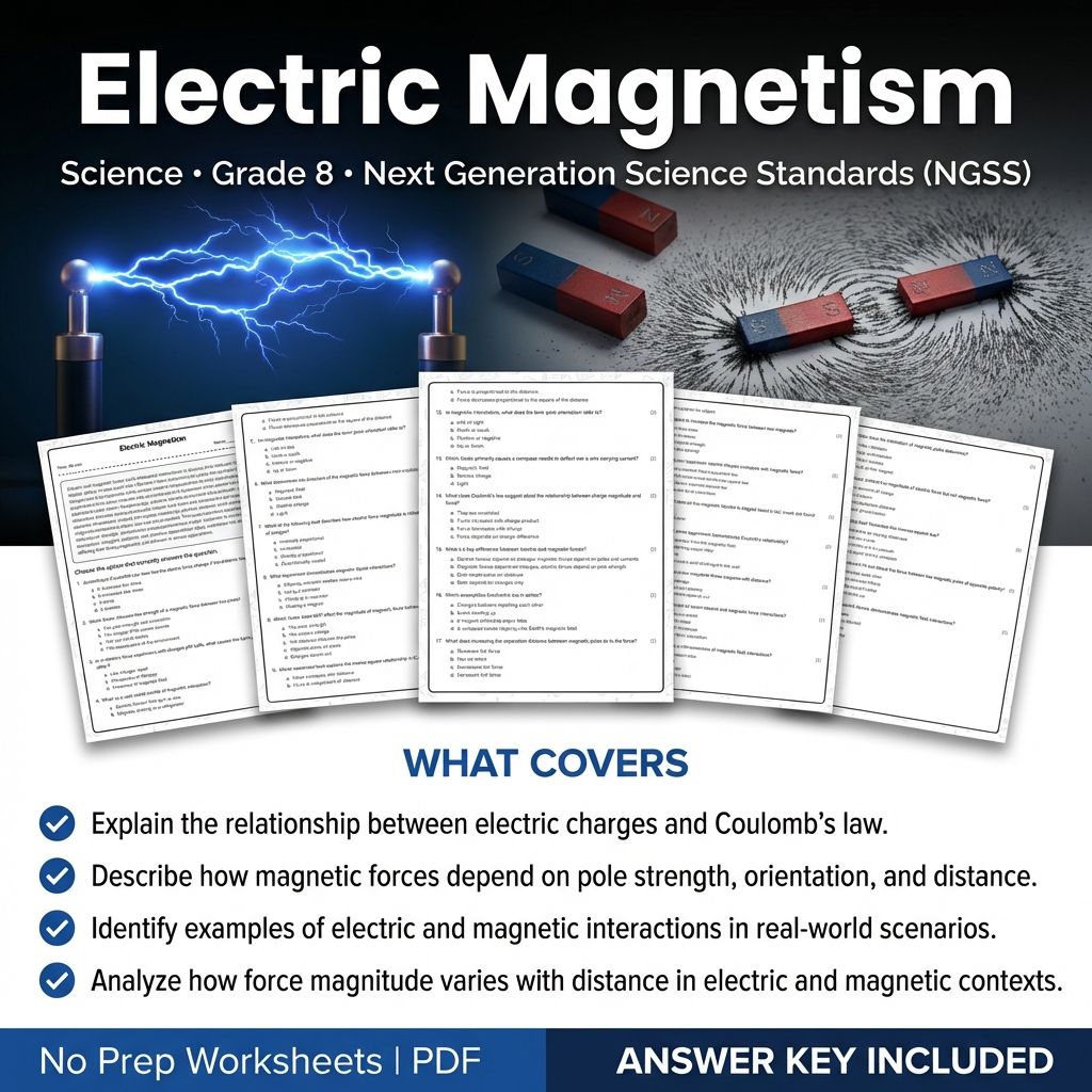 8th Grade Science | Electric Magnetism Worksheet & Answer Key (Printable PDF)