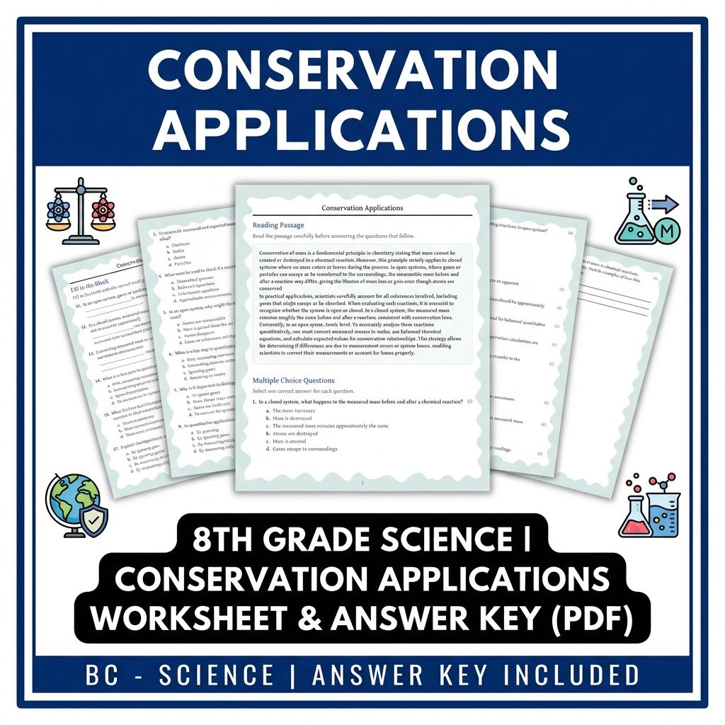 Grade 8 Science reading worksheets — 8th Grade Science | Conservation Applications Worksheet & Answer Key (PDF)