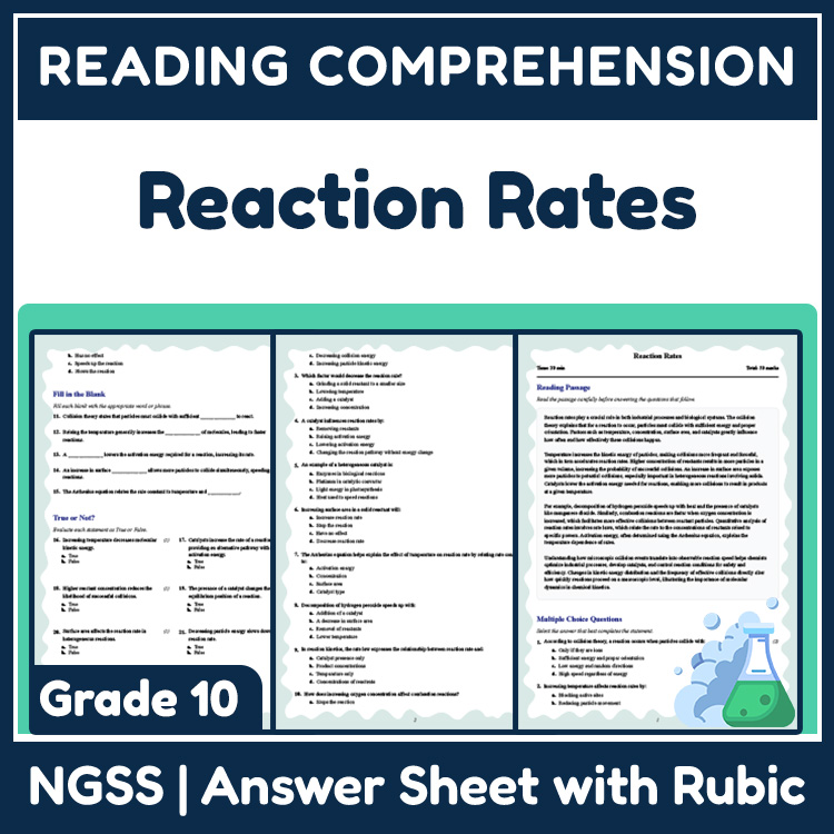 Grade 10 Science reading worksheets worksheet — 10th Grade Science | Reaction Rates Reading Worksheet (PDF + Answer Key) —…