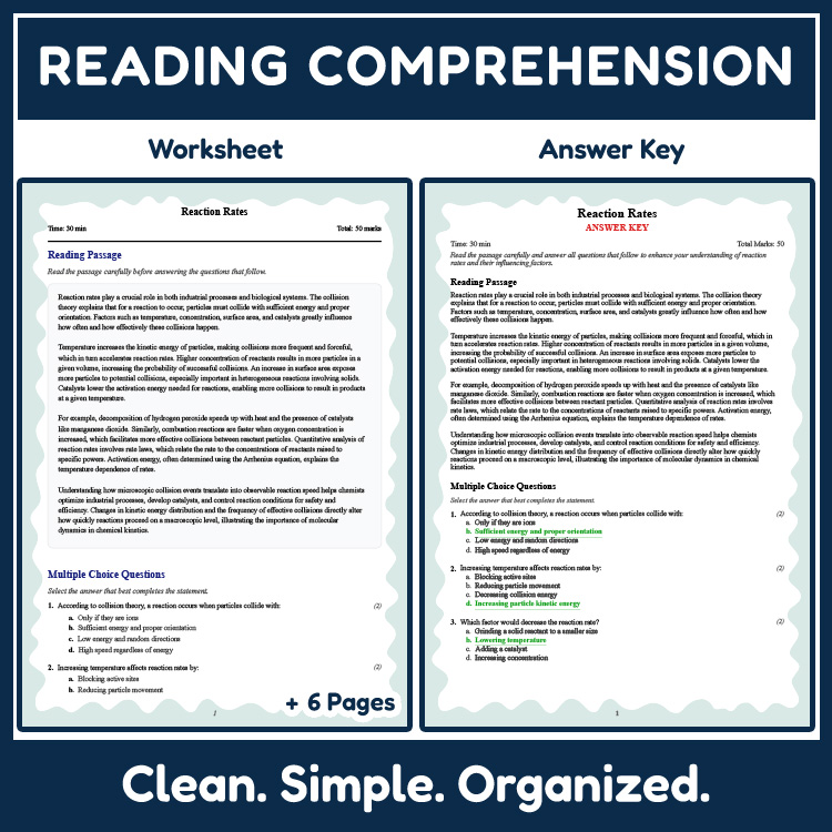 Grade 10 Science reading worksheets worksheet — 10th Grade Science | Reaction Rates Reading Worksheet (PDF + Answer Key) —…