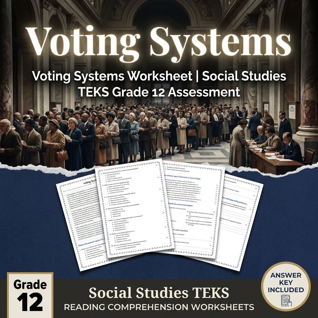 Voting Systems Worksheet | Social Studies TEKS Grade 12 Assessment