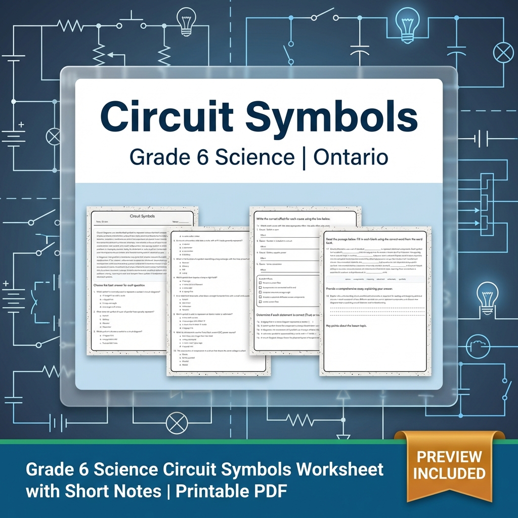 Grade 6 Science Lesson Group on Energy, Circuits & Properties  — included worksheet 7