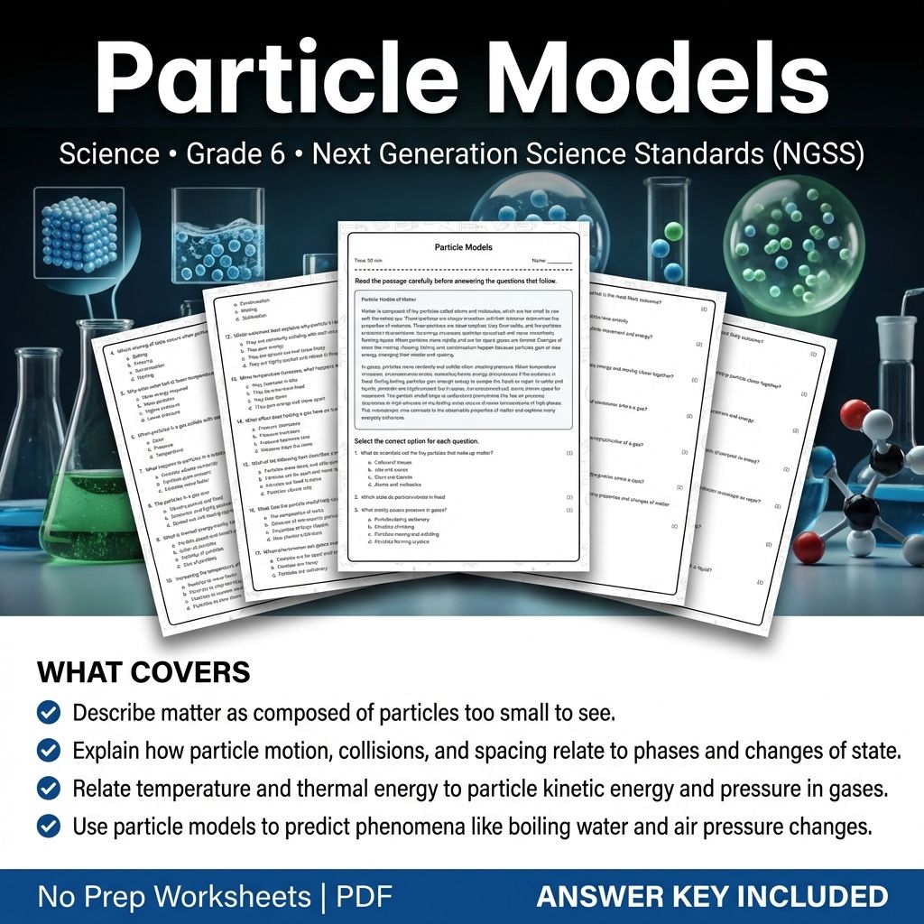 6th Grade Science | Particle Models Worksheet & Answer Key (Printable PDFs)