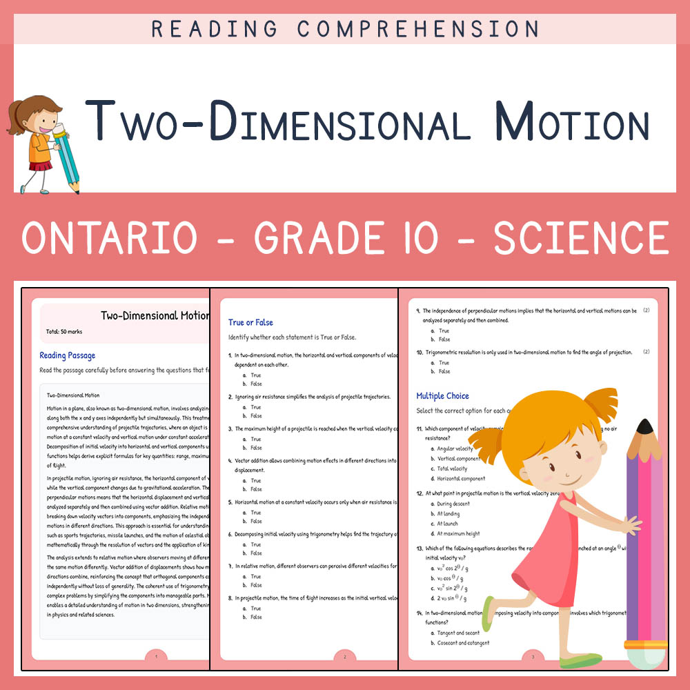 Grade 10 Science worksheet elena worksheet — Grade 10 Science | Two-Dimensional Motion Worksheet Elena | Ontario Standard…