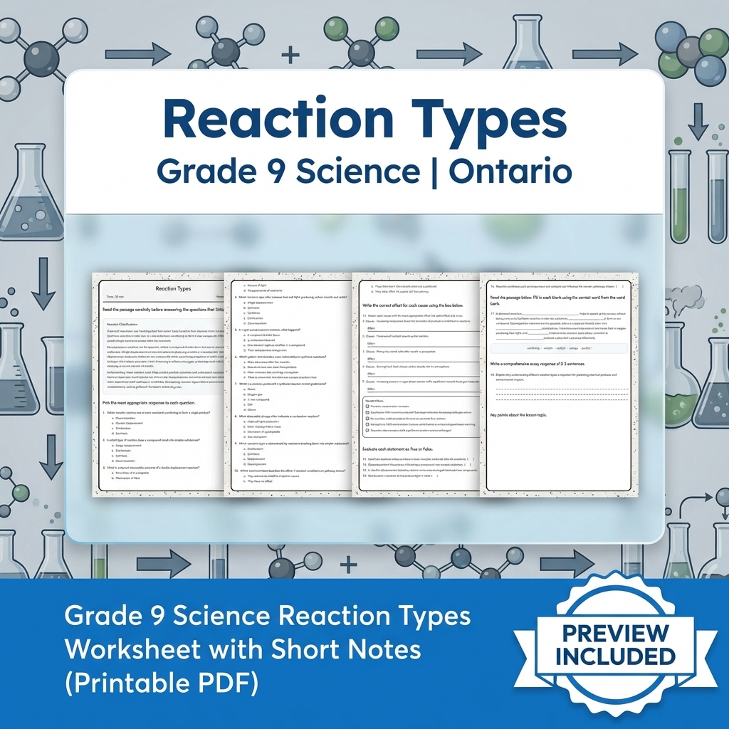Grade 9 Science Lesson Group Bundle | Ontario Curriculum Worksheets — included worksheet 5