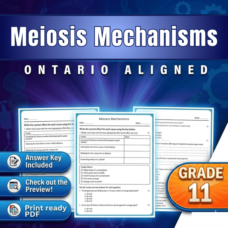 Grade 11 Science – Meiosis Mechanisms Worksheet (Ontario) - Science (PDF)