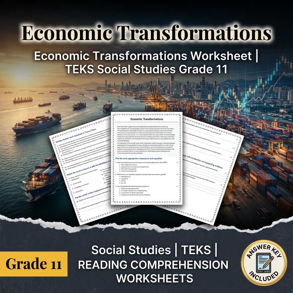 Economic Transformations Worksheet | TEKS Social Studies Grade 11