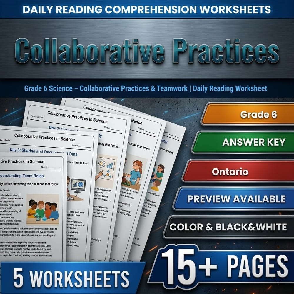 Science Grade 6 Daily Reading Worksheets Bundle | Ontario Framework — included worksheet 5