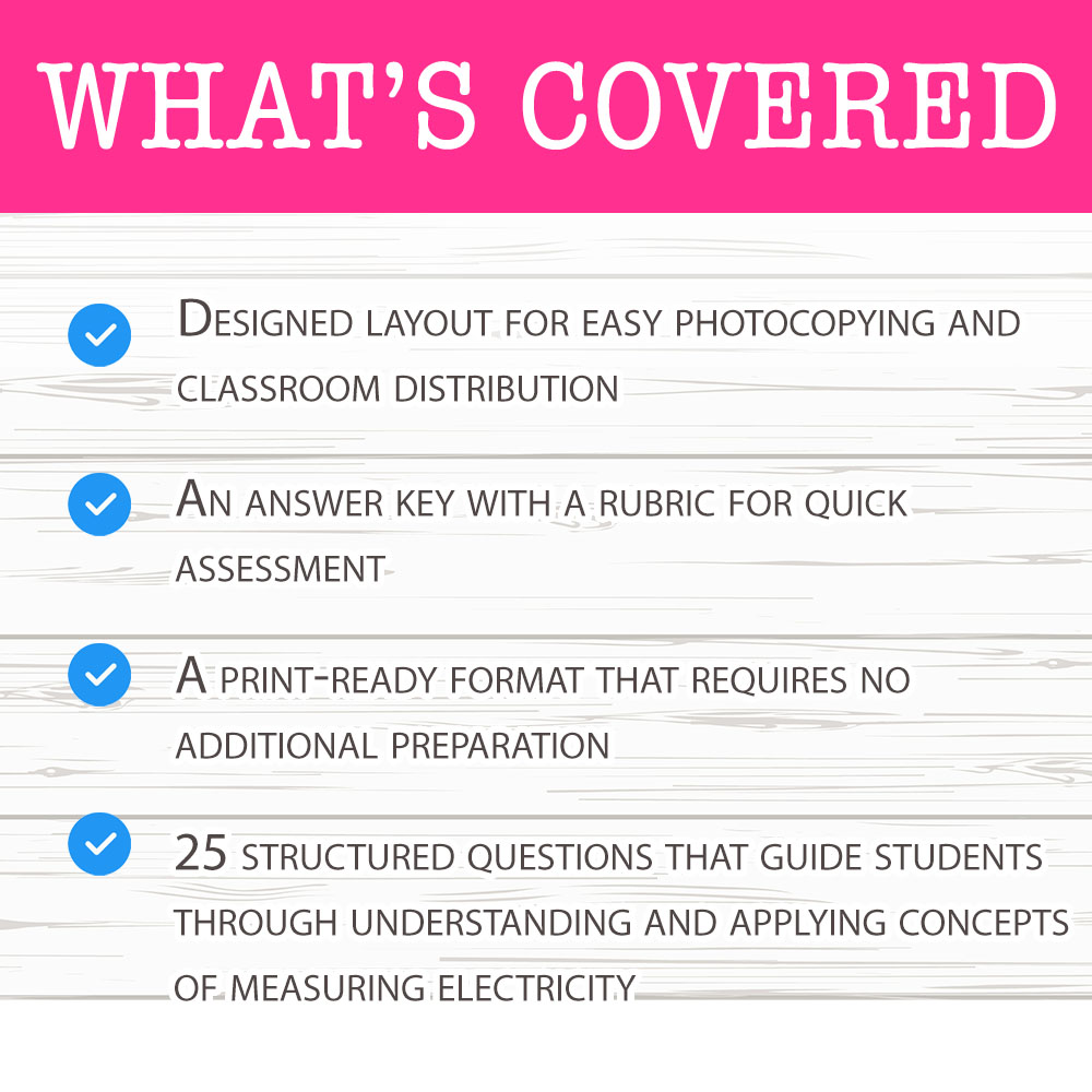 Grade 6 Science worksheet mcq paper worksheet — Grade 6 Science — Measuring Electricity Worksheet MCQ Paper for Mastery —…
