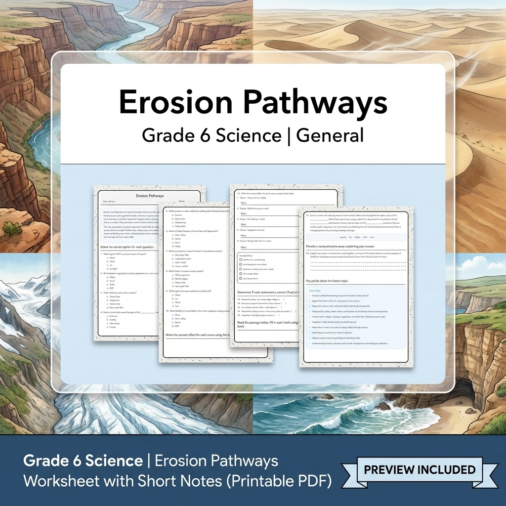 Grade 6 Science Lesson Group  Weather, Water, Space, Erosion & Climate  — included worksheet 6