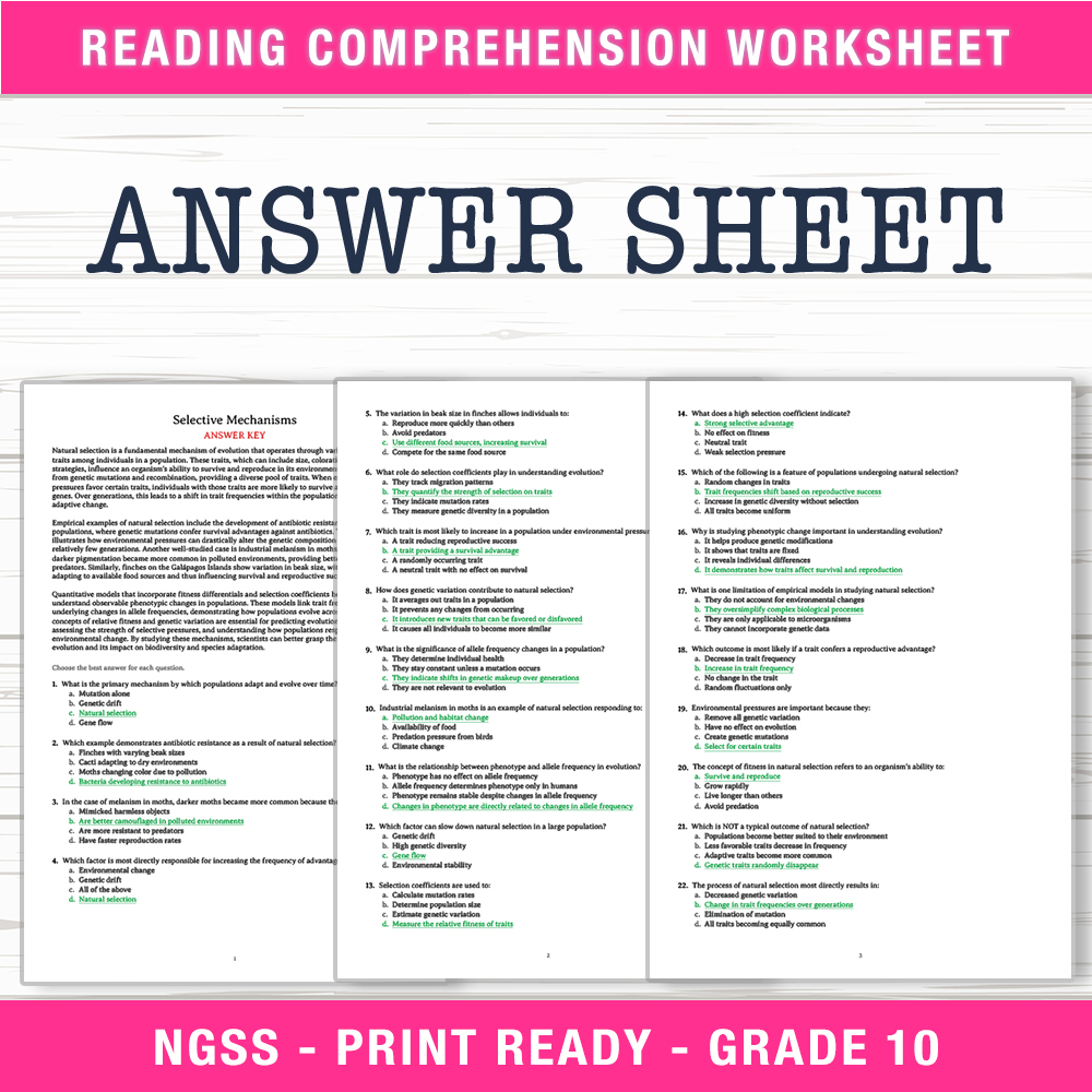 Grade 10 Science worksheet worksheet — Grade 10 Science | Selective Mechanisms Worksheet (PDF + Answer Key) — page 2