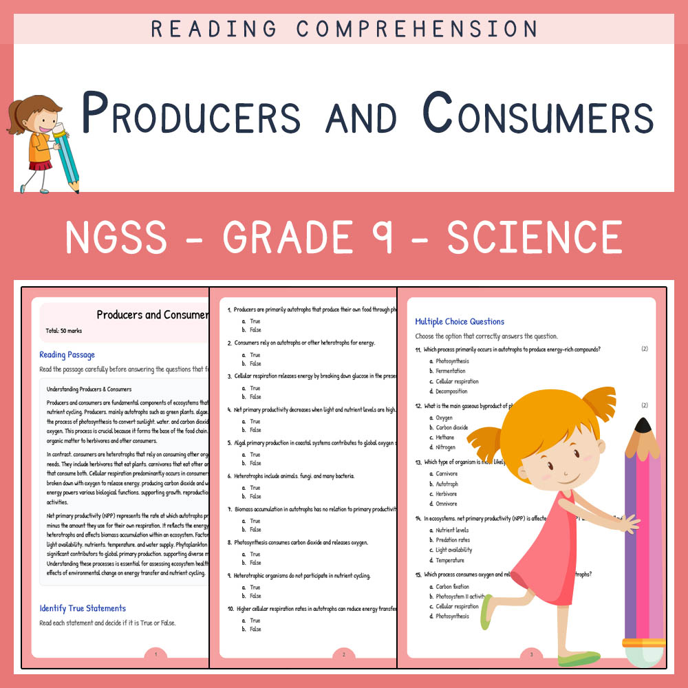 Grade 9 Science worksheet worksheet — Grade 9 Science | Producers & Consumers Worksheet (PDF + Answer Key) — page 1