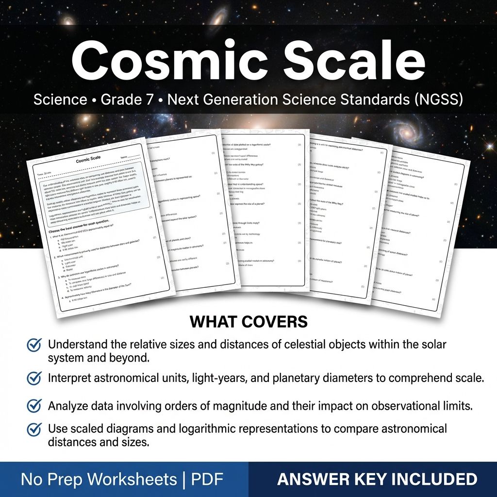 Grade 7 Science worksheet — Grade 7 Science Worksheet | Cosmic Scale Concepts (PDF & Answer Key)
