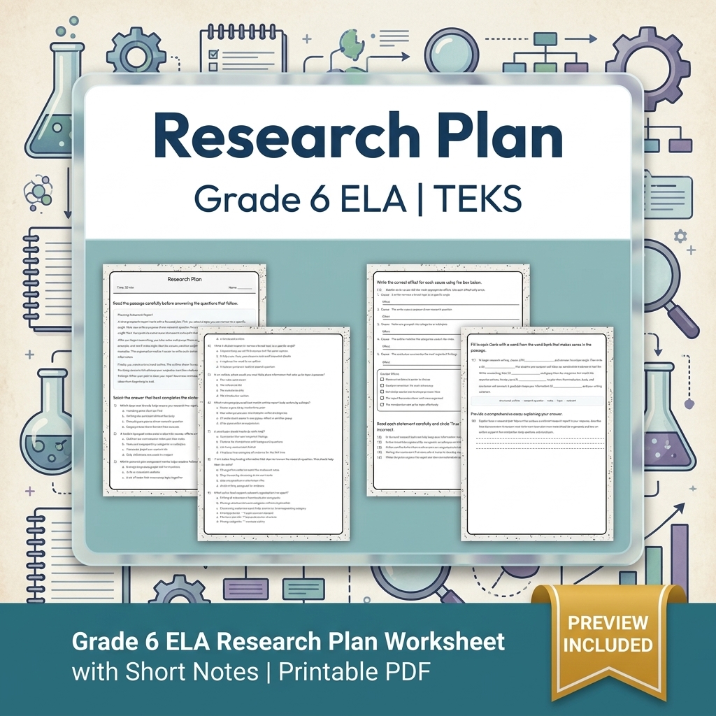 Grade 6 Evidence-Based Text Analysis ELA Full-Year Bundle (TEKS) Worksheets — included worksheet 17