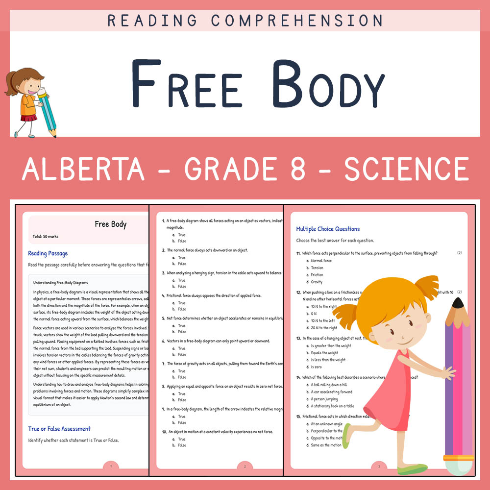 Grade 8 Science worksheet elena worksheet — Grade 8 Science | Free Body Worksheet Elena | Alberta Standard — page 1