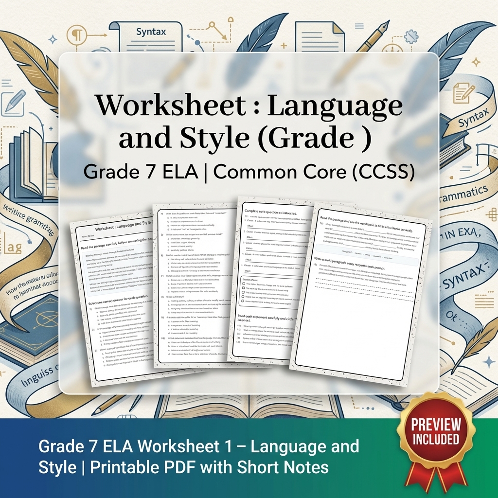 Grade 7 Writing Routinely ELA Full-Year Bundle – Common Core (CCSS) — included worksheet 12