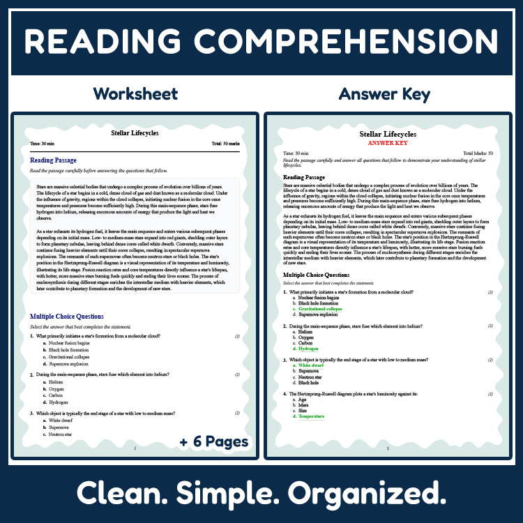 Grade 10 Science reading worksheets worksheet — 10th Grade Science | Stellar Lifecycles Reading Worksheet (PDF + Rubric) —…