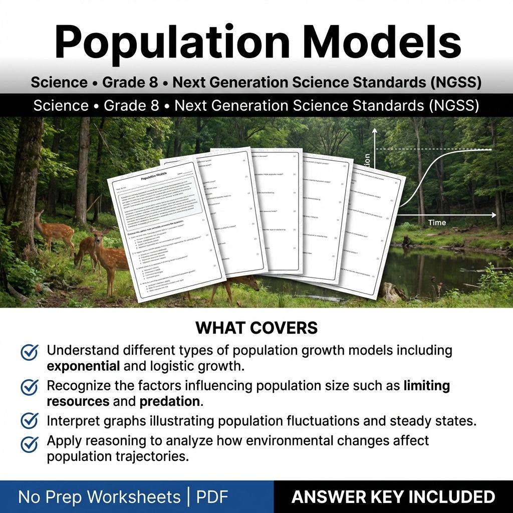 8th Grade Science | Population Models Worksheet & Answer Key (Printable PDF)