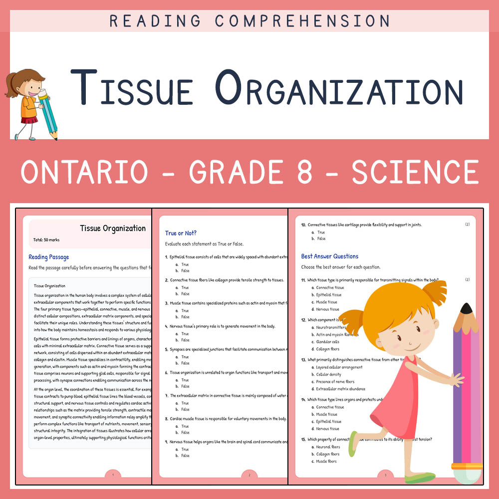 Grade 8 Science worksheet elena worksheet — Grade 8 Science  | Tissue Organization Worksheet Elena | Ontario Standard — pa…