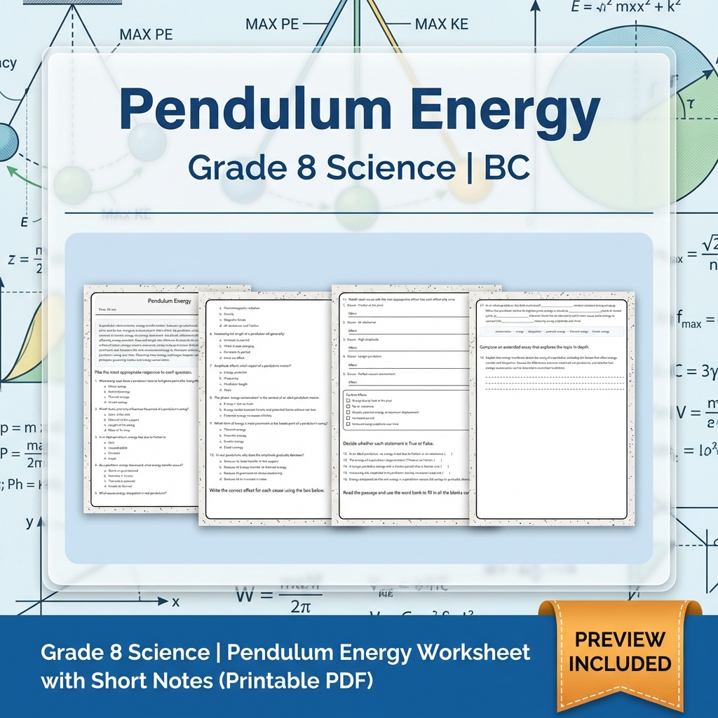 Grade 8 Science Lesson Bundle | BC Framework & Key Concepts Worksheet Pack — included worksheet 6