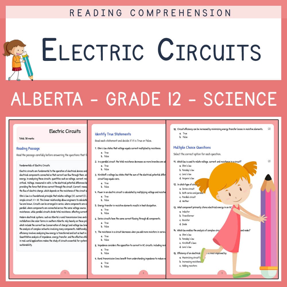 Grade 12 Science worksheet elena worksheet — Grade 12 Science | Electric Circuits Worksheet | Alberta Standards — page 1