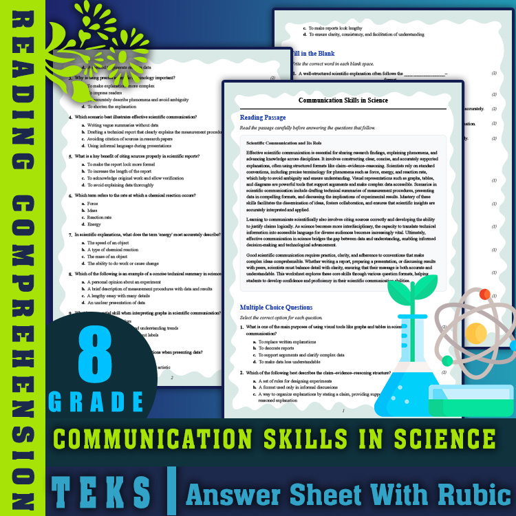 Grade 8 Science reading worksheets worksheet — Grade 8 Science | Communication Skills Reading Worksheet (PDF + Answer Key)…