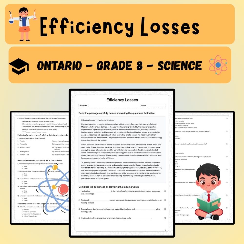 Grade 8 Science worksheet worksheet — Grade 8 Science | Understanding Energy Losses Worksheet (PDF) — page 1