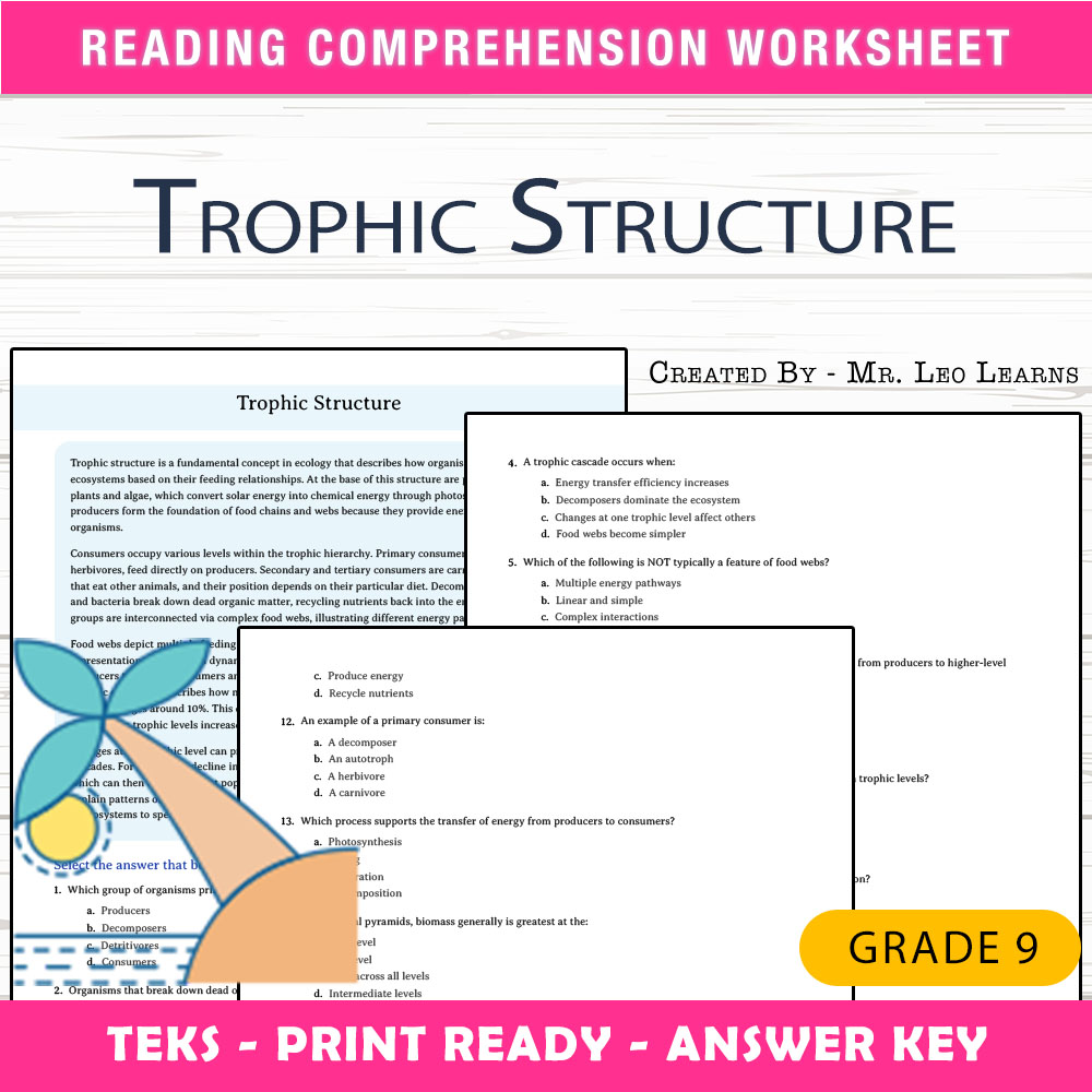 Grade 9 Science worksheet worksheet — Grade 9 Science — Trophic Structure Worksheet for Mastery — page 1