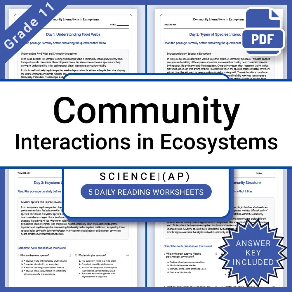 Grade 11 Science Biology and Ecosystems AP Lesson Bundle — included worksheet 8