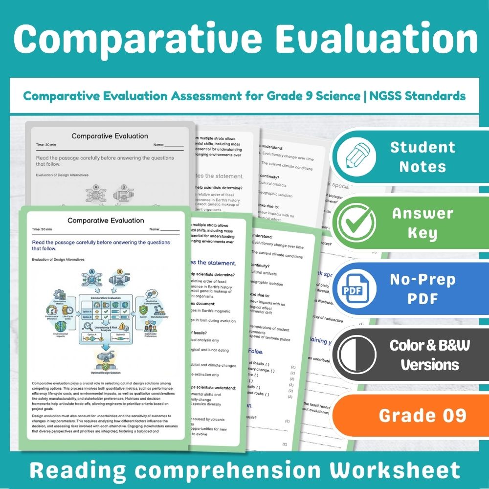 Comparative Evaluation Assessment for Grade 9 Science | NGSS Standards