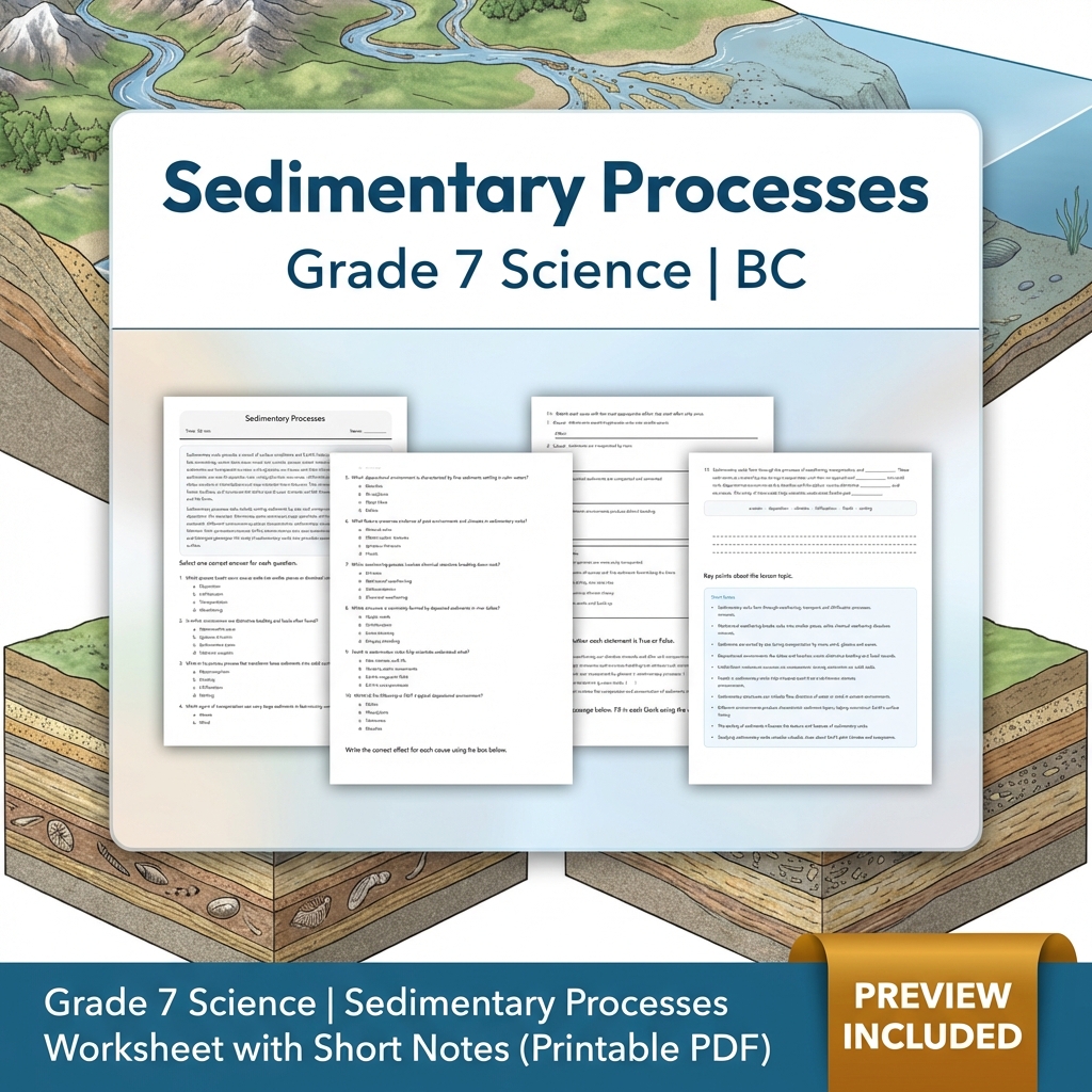 Grade 7 Science Full Year Bundle Ecosystems, Cells & Earth Processes Worksheets — included worksheet 22