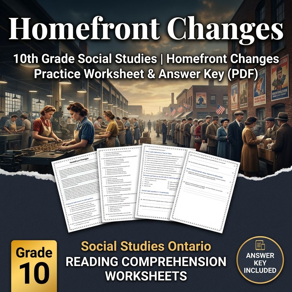 10th Grade Social Studies | Homefront Changes Practice Worksheet & Answer Key