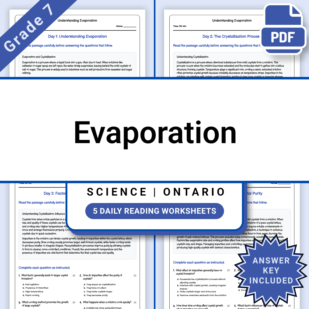 Grade 7 Science Lesson Group | Ontario Framework Worksheets Bundle — included worksheet 8