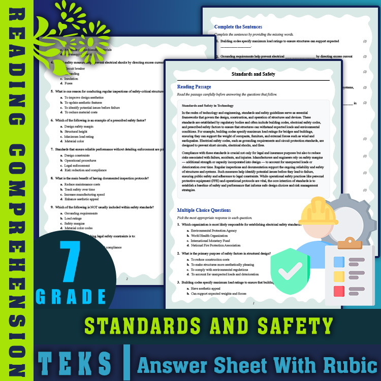 Grade 7 Science reading worksheets worksheet — 7th Grade Science | Standards and Safety Reading Worksheet with Answer Key…
