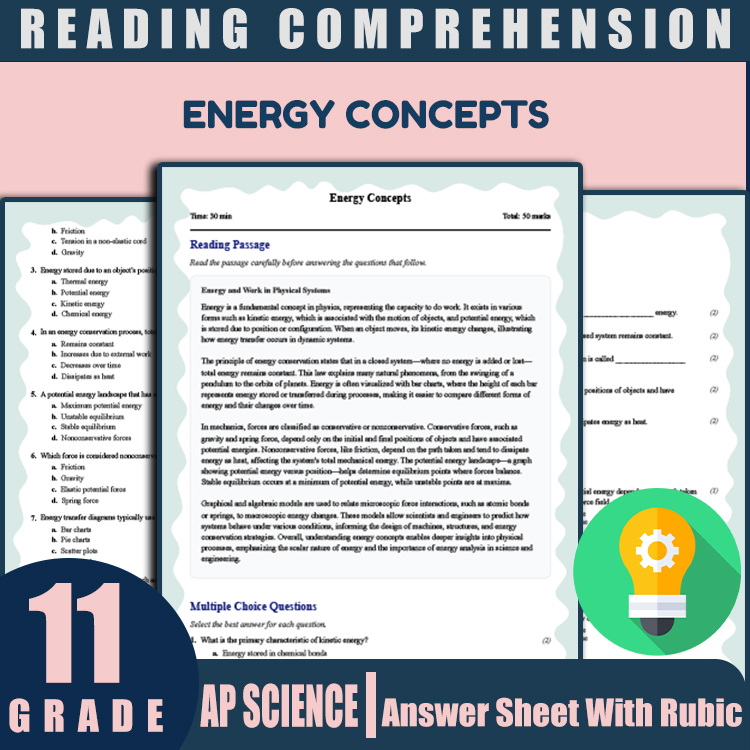 Grade 11 Science reading worksheets worksheet — Grade 11 Science | Energy Concepts Reading Worksheet (PDF + Answer Key) —…