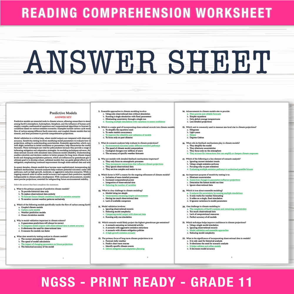 Grade 11 Science worksheet worksheet — Grade 11 Science | Predictive Models Worksheet (PDF + Answer Key) — page 2