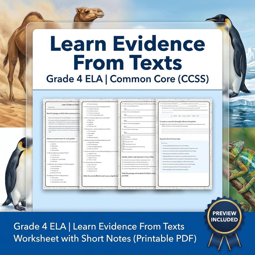 Grade 4 Text Evidence, Language & Writing ELA Full-Year Bundle: CCSS — included worksheet 20