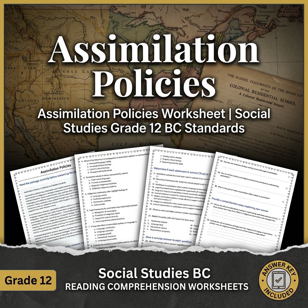 Assimilation Policies Worksheet | Social Studies Grade 12 BC Standards
