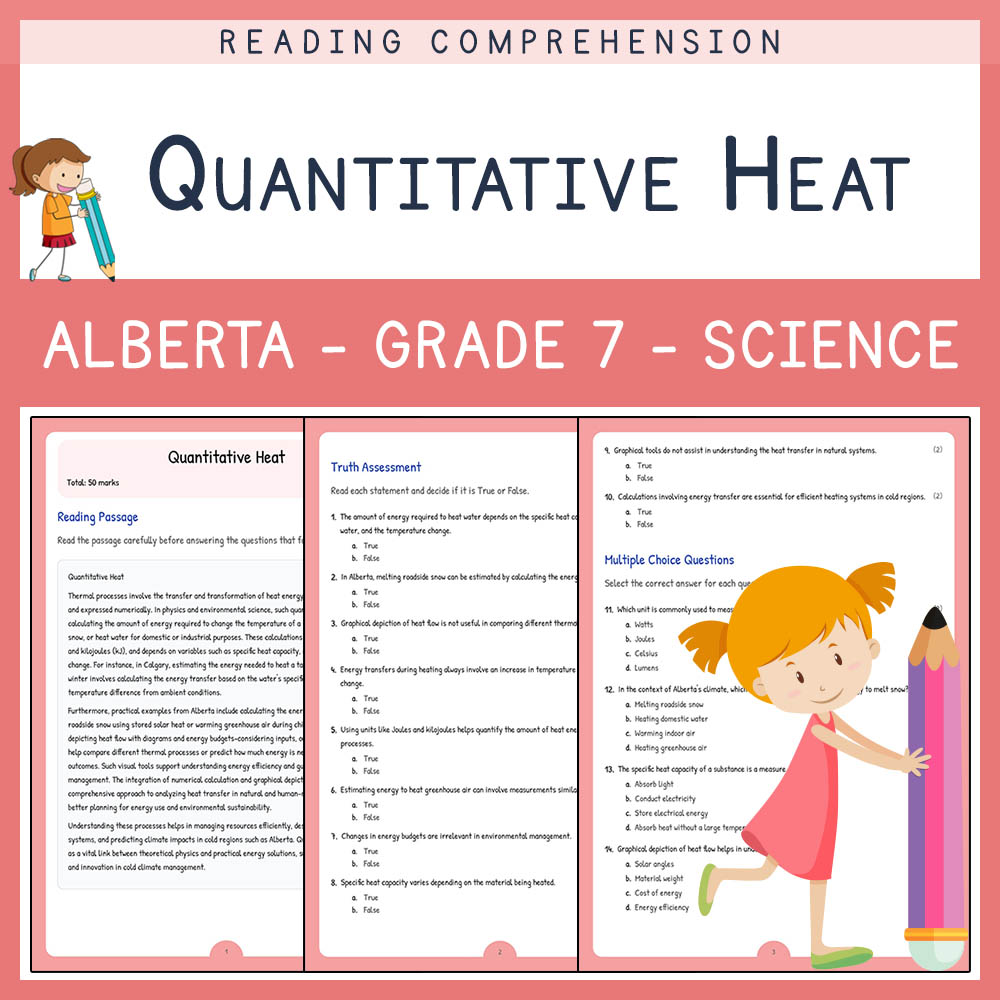 Grade 7 Science worksheet elena worksheet — Grade 7 Science | Quantitative Heat Worksheet | Alberta Standard — page 1
