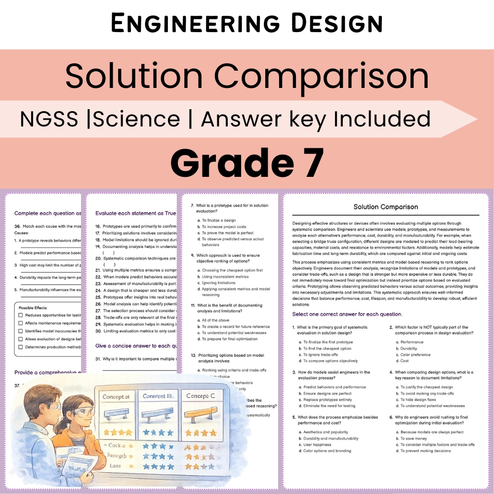 Grade 7 Science NGSS Engineering Design Lesson Bundle | Worksheets — included worksheet 1
